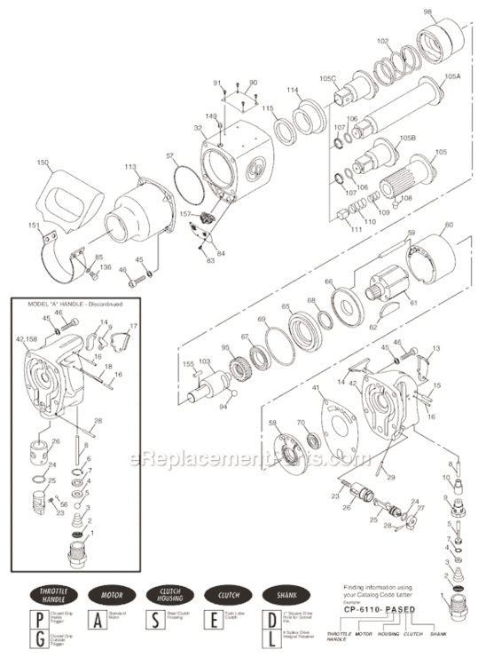 Page A Diagram and Parts List for CP6110 T024426 Chicago Pneumatic Wrench